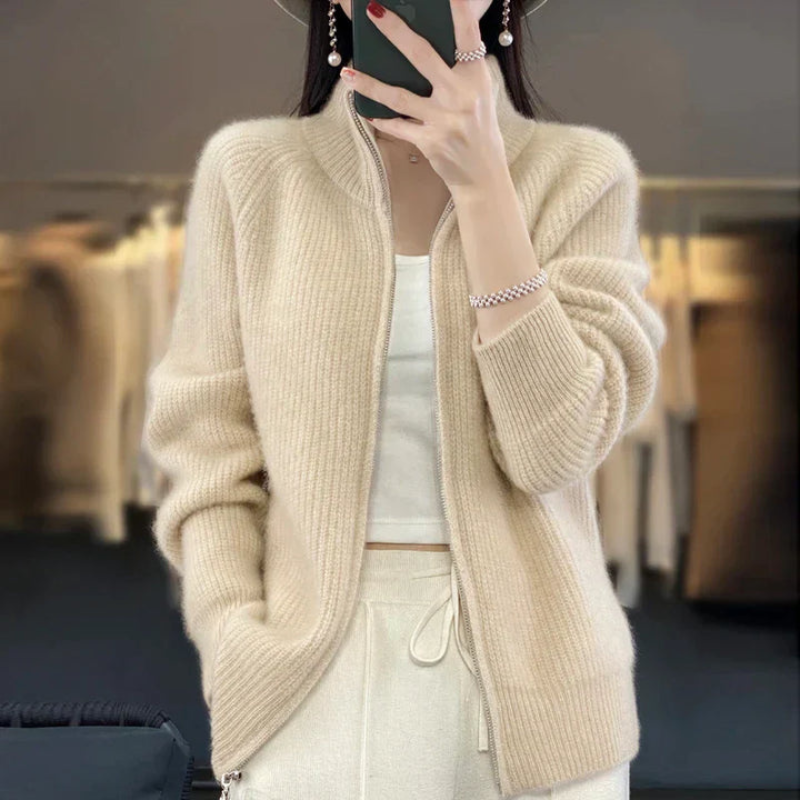Women's Cardigan | Knitted Open Zipper Jacket | Autumn Winter