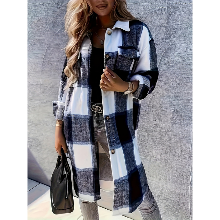 Women’s Long Jacket | Checked Print | Winter Clothings