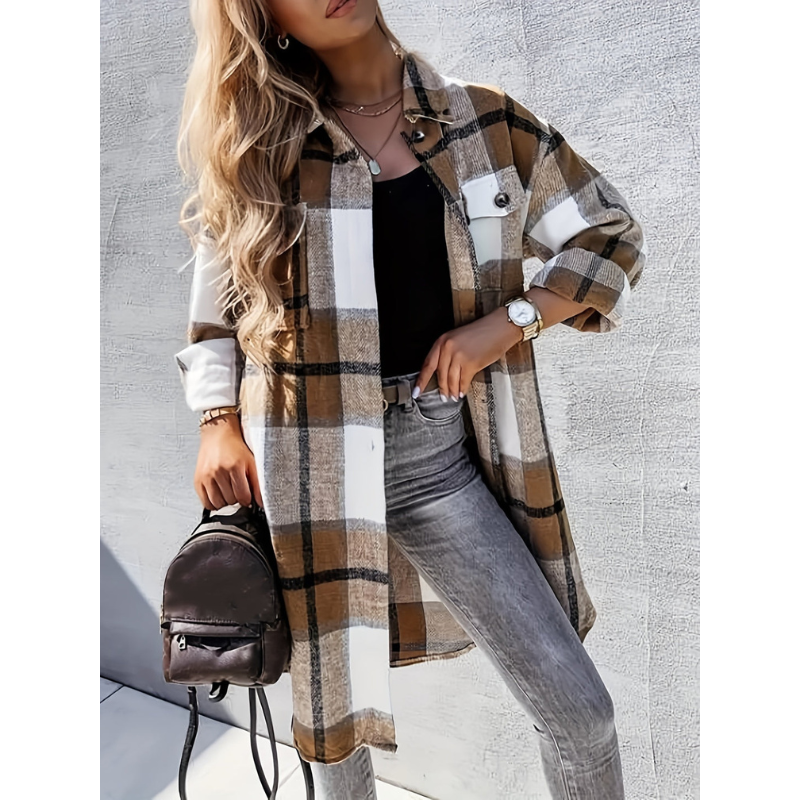 Women’s Long Jacket | Checked Print | Winter Clothings