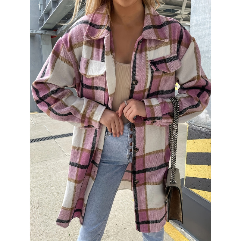 Women’s Long Jacket | Checked Print | Winter Clothings