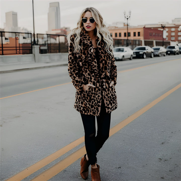 Women’s Leopard Print Jacket | Hooded & Open Front | Casual Autumn & Winter | Polyester