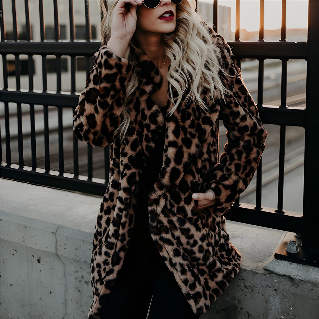Women’s Leopard Print Jacket | Hooded & Open Front | Casual Autumn & Winter | Polyester