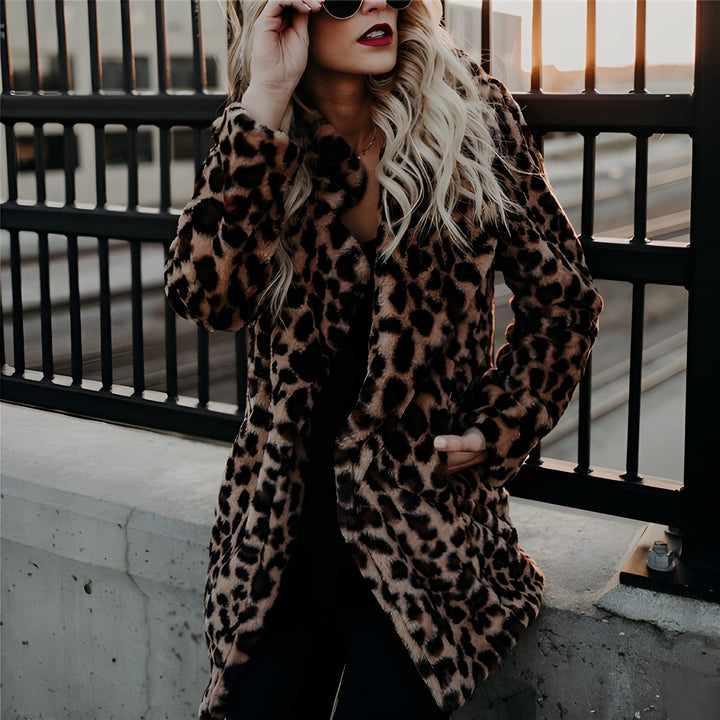 Women’s Leopard Print Jacket | Hooded & Open Front | Casual Autumn & Winter | Polyester