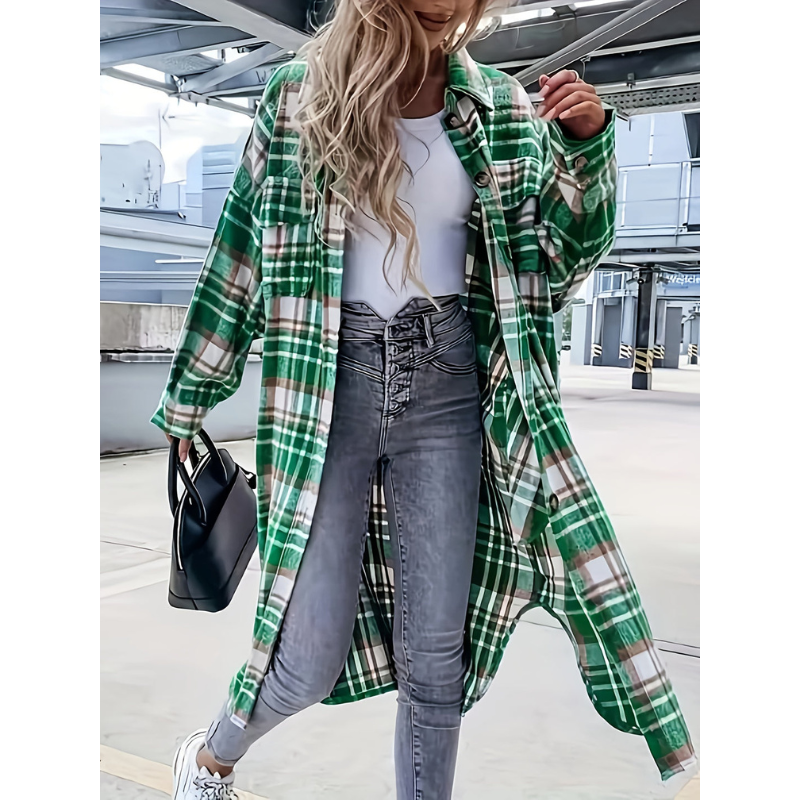 Women’s Long Jacket | Checked Print | Winter Clothings