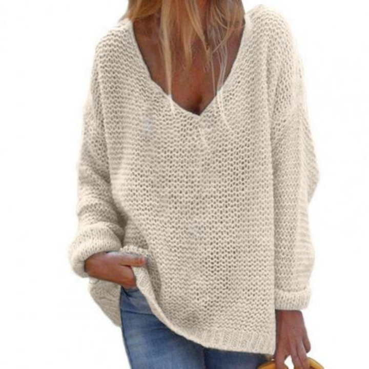 Women’s Jumper | Oversized Knitted Clothing | Cozy V-Neck Style
