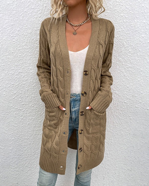 Women’s Cardigan | Long Knit Jumper | Loose Fit with Button Closure