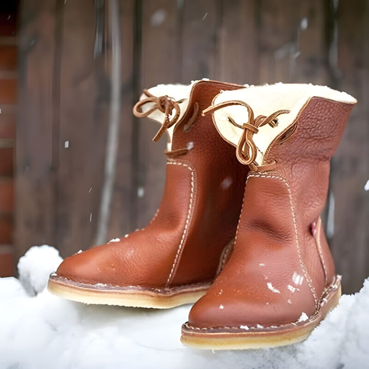 Women’s Snow Boots | Mid-High Lace-Up | Cotton Lined & Leather Upper | Winter Comfort