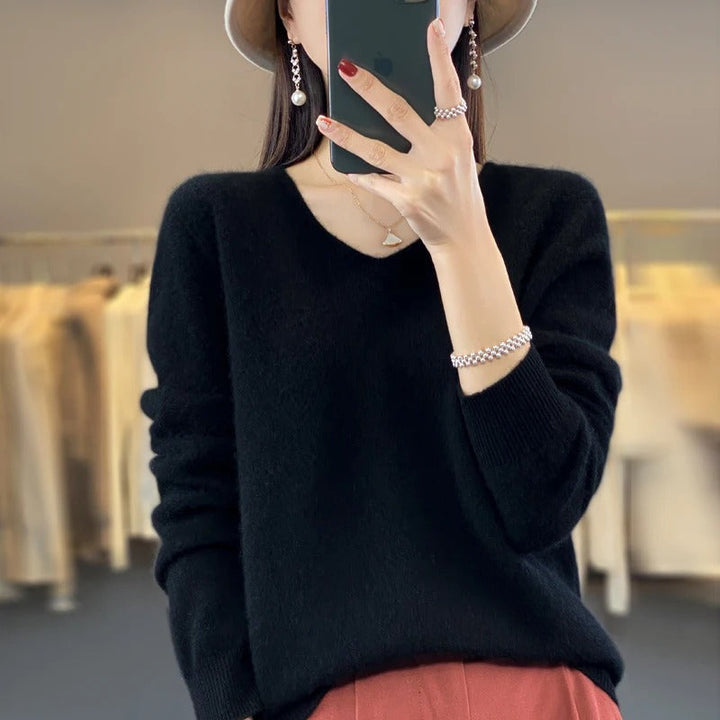 Women’s Knitted Jumper | V-Neck & Long Sleeve | Warm Soft fabrc