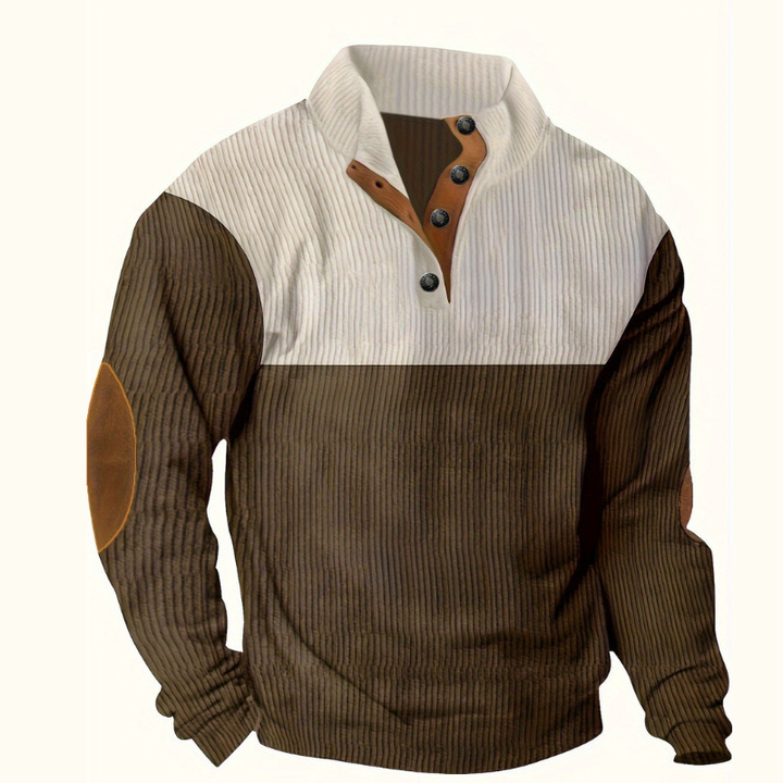 Men's Sweatshirt | Retro Button Design | Modern Mens Clothing