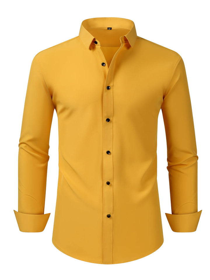 Men’s Shirt | Long Sleeves & Lapel Collar | Breathable & Smart | Polyester Blend
