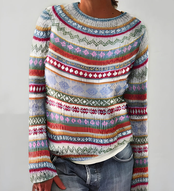 Women’s Jumper | Printed Knit Design | O-Neck Winter Clothing