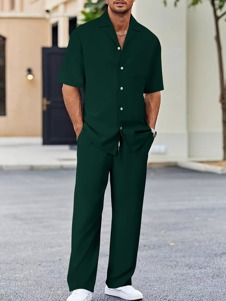 Men's Two-Piece Set | Suit-Inspired Shirt & Pants | Stylish & Comfortable