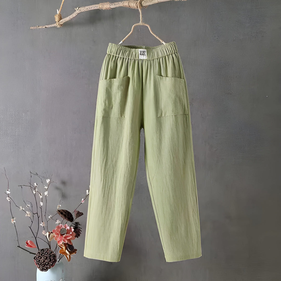 Women’s Trousers | Lightweight Harem Style | Cotton-Linen & Slimming Fit | With Pockets