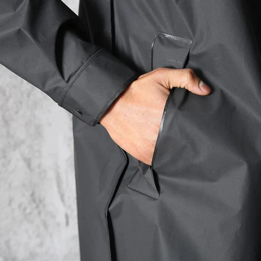 Men’s Jacket | Long Raincoat | Windproof & Hooded