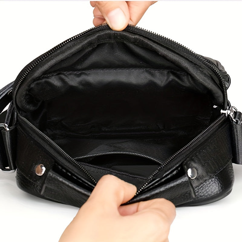 Men’s Shoulder Bag | Genuine Cowhide Leather | Adjustable Strap & Functional Design