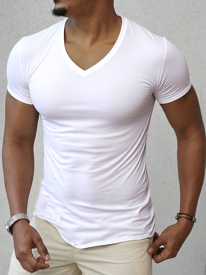 Men’s T-Shirt | V-Neck & Short Sleeves | Casual & Comfortable | Lightweight Polyester