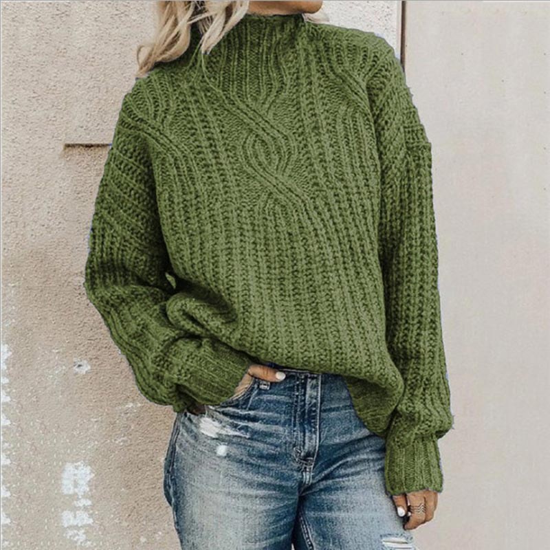 Women's Jumper | Turtleneck with Twisted Knit | Warm & Elegant | Polyester-Cotton