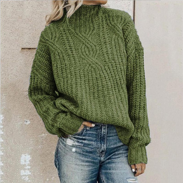 Women's Jumper | Turtleneck with Twisted Knit | Warm & Elegant | Polyester-Cotton