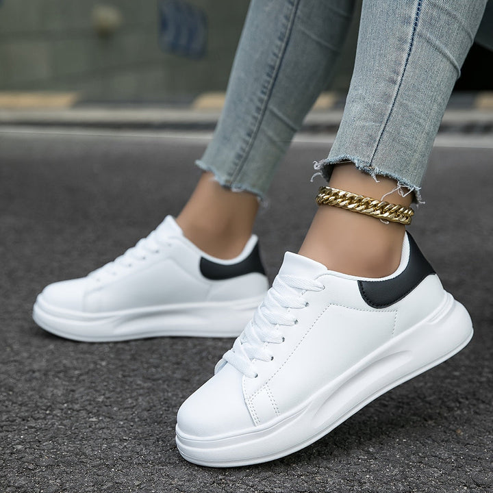 Women’s Trainers | White Faux Leather Sneakers | Casual Shoes