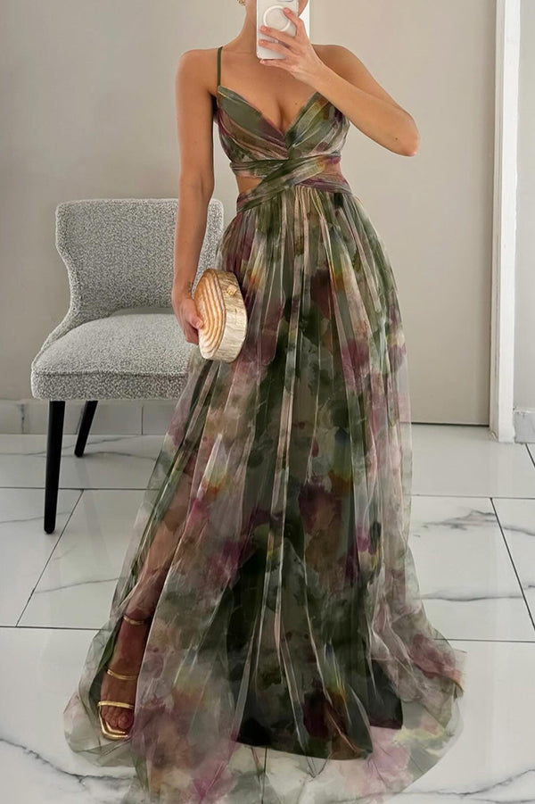 Women's Maxi Dress | Deep V-Neck & Lace | Strapless & High Waist | Summer & Wedding