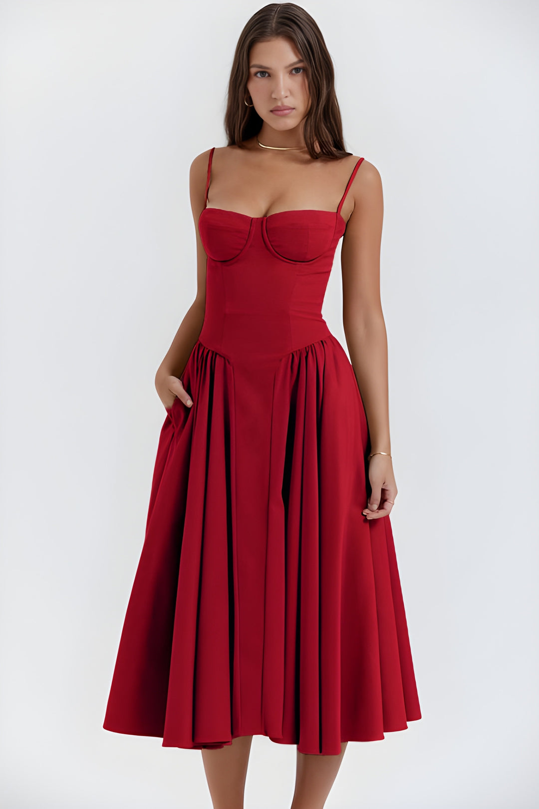 Women's Dress | Spaghetti Strap Retro Style | French Court Look | Polyester Fibre