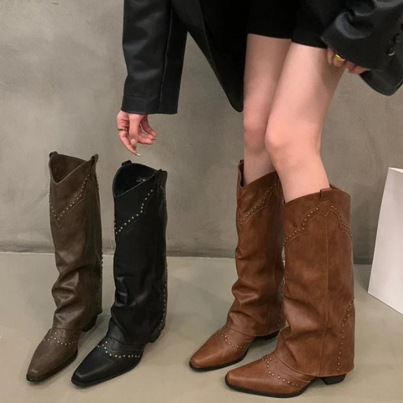 Women's Boots | Knee-High Rivet Boots | Winter Fashion