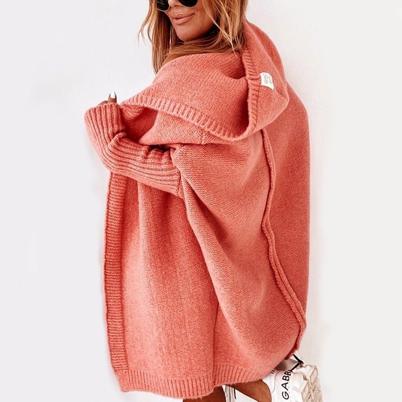 Women's Cardigan | Long Hooded Knit | Winter Clothing