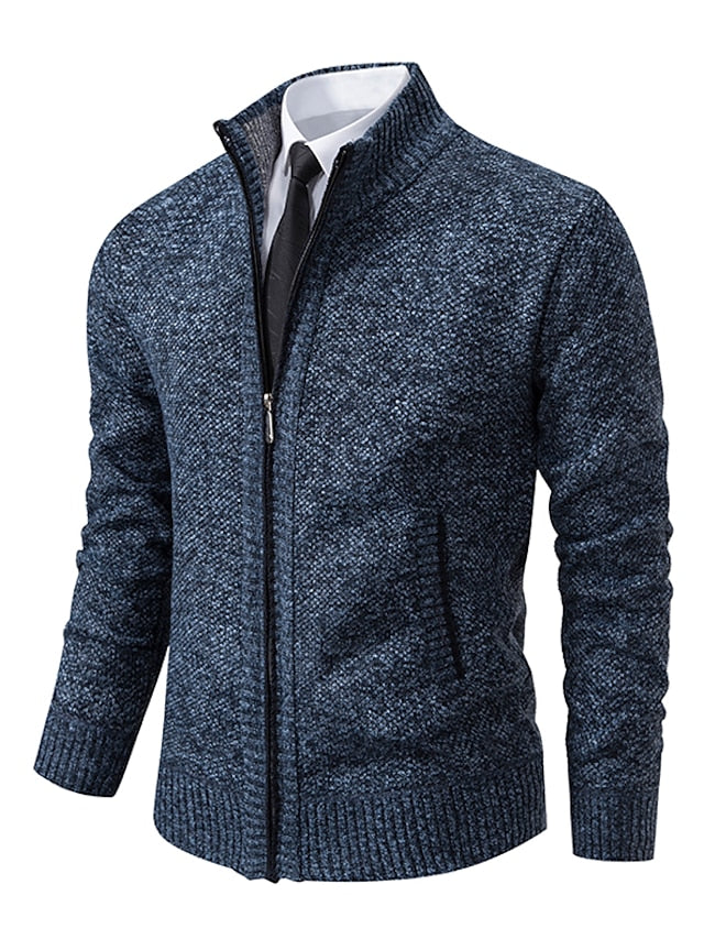 Mens Winter Jackets | Textured Knit Zip Comfort | Refined Mens Clothing