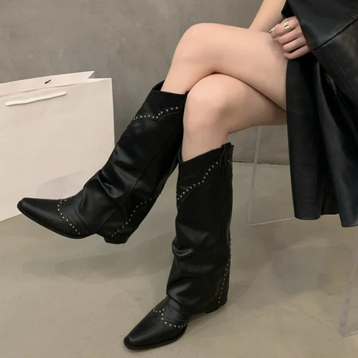 Women's Boots | Knee-High Rivet Boots | Winter Fashion