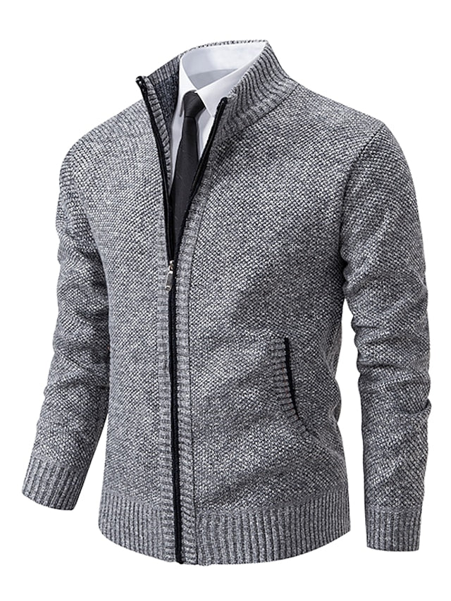 Mens Winter Jackets | Textured Knit Zip Comfort | Refined Mens Clothing