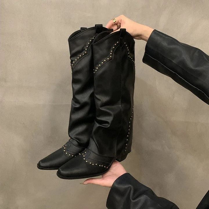 Women's Boots | Knee-High Rivet Boots | Winter Fashion