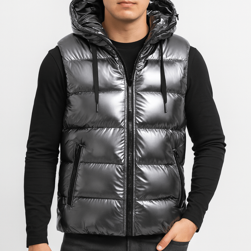 Mens Winter Jackets | Shiny Puffer with Hood | Stylish Mens Clothing