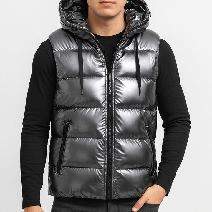 Mens Winter Jackets | Shiny Puffer with Hood | Stylish Mens Clothing
