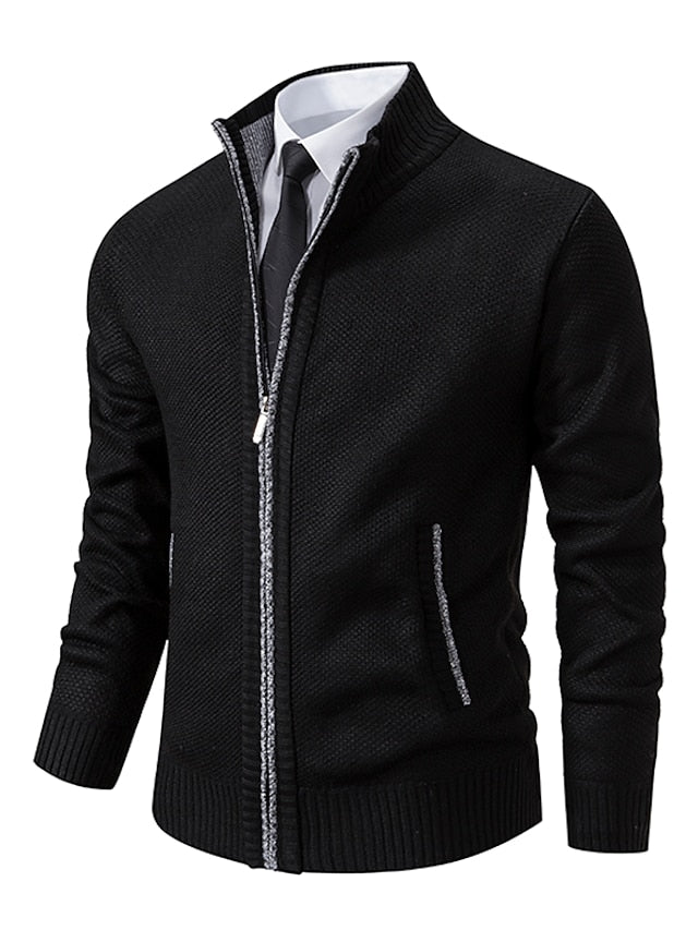 Mens Winter Jackets | Textured Knit Zip Comfort | Refined Mens Clothing