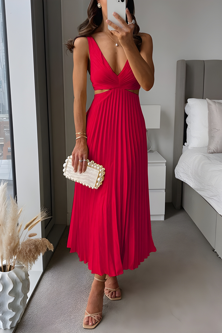 Women’s Midi Dress | Elegant Pleated Design | Evening Style Dresses