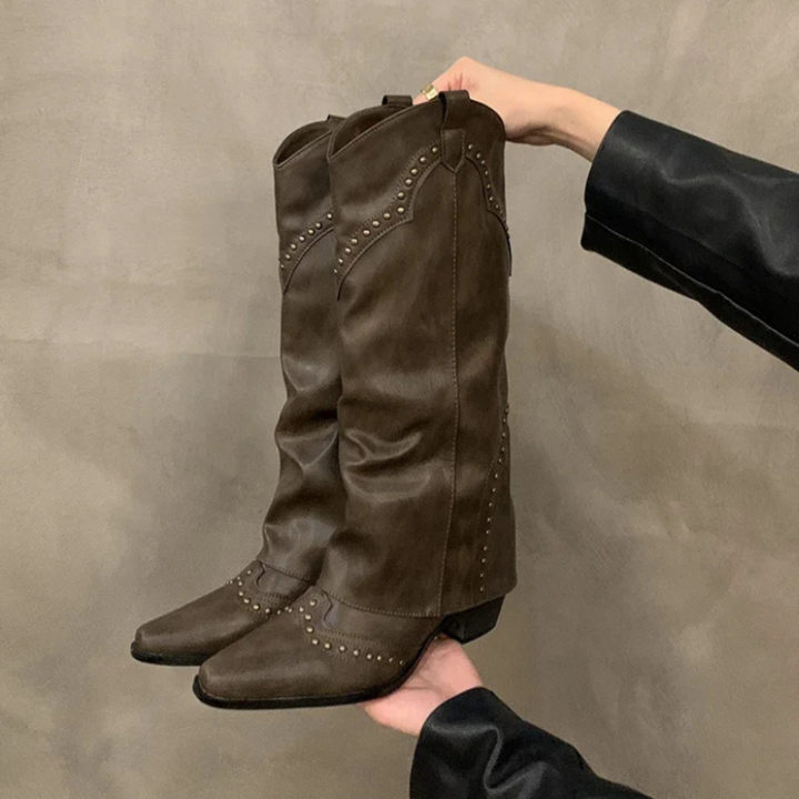 Women's Boots | Knee-High Rivet Boots | Winter Fashion