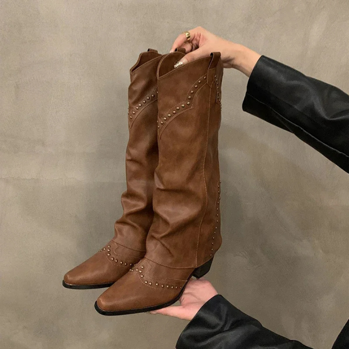 Women's Boots | Knee-High Rivet Boots | Winter Fashion