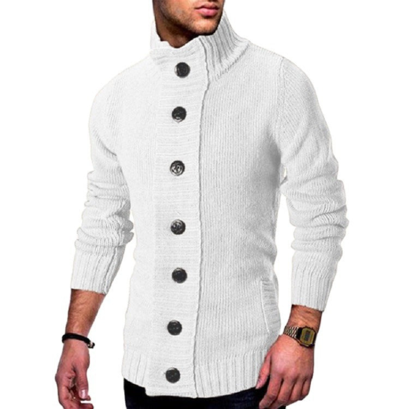 Men's Sweatshirt | High Collar Knitted Cardigan | Casual Mens Clothing