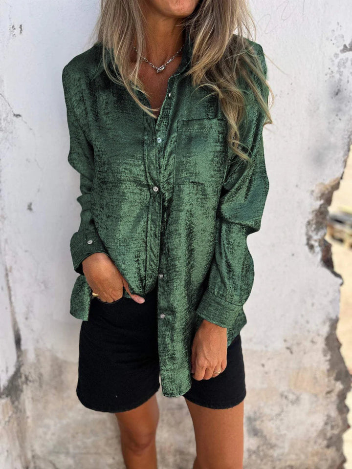 Ladies' Blouse | Suede-Like Fabric | Elegant Loose Fit | With Notched Collar