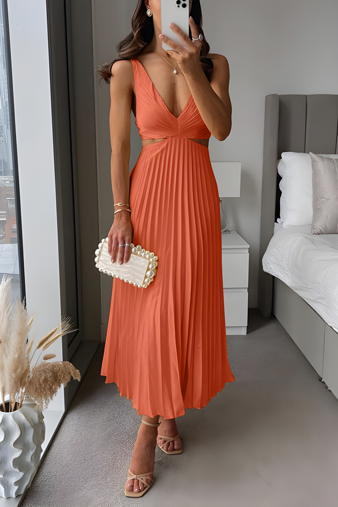 Women’s Midi Dress | Elegant Pleated Design | Evening Style Dresses