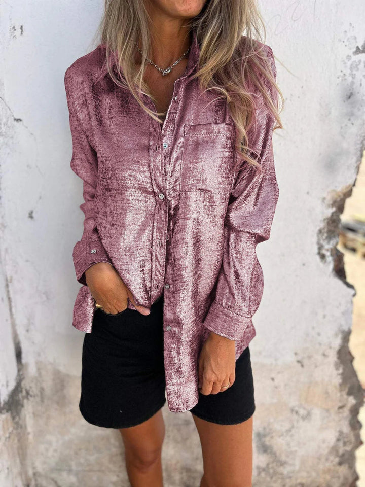 Ladies' Blouse | Suede-Like Fabric | Elegant Loose Fit | With Notched Collar