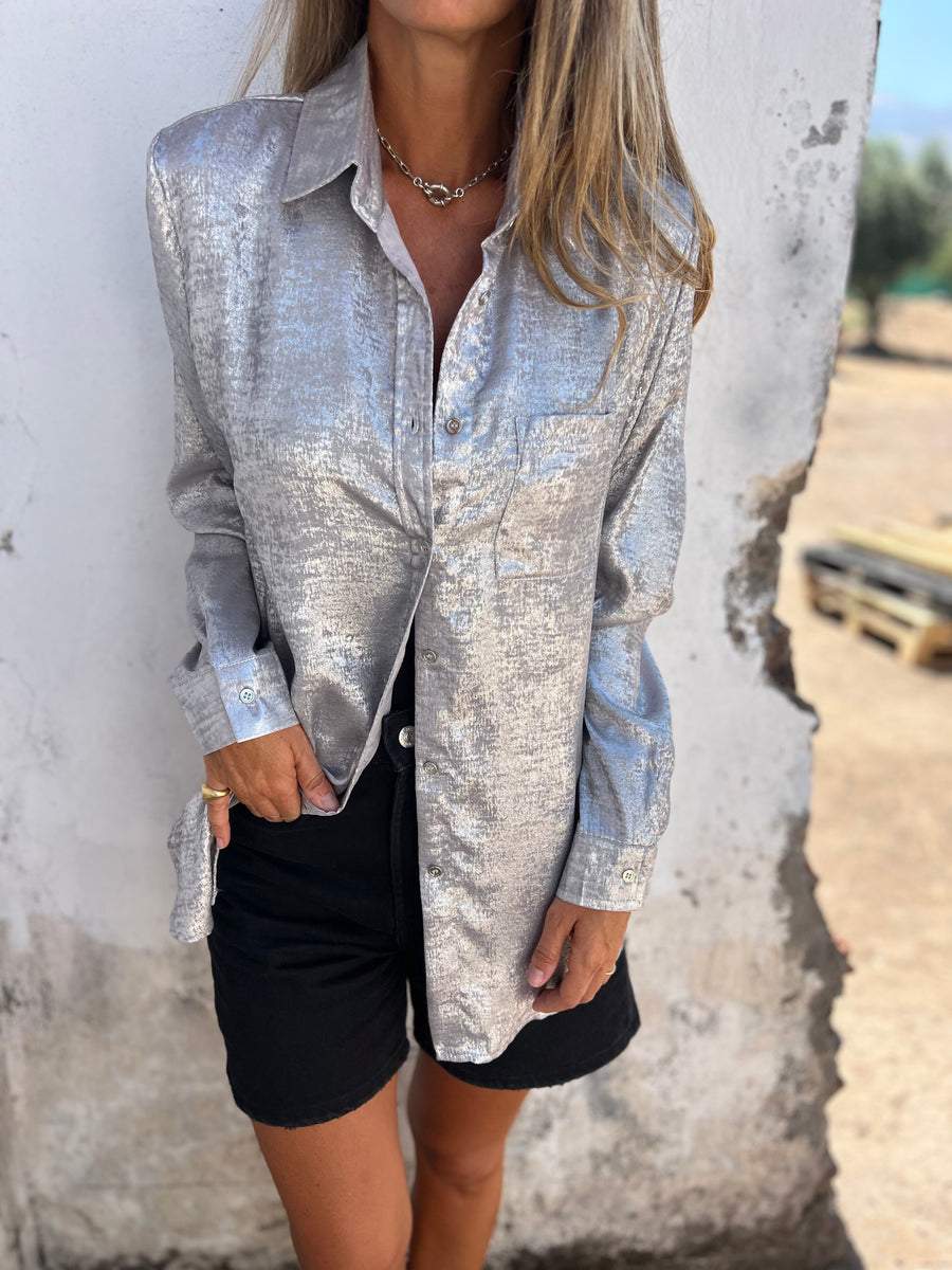 Ladies' Blouse | Suede-Like Fabric | Elegant Loose Fit | With Notched Collar