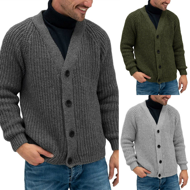 Men's Sweatshirt | Chunky Knit Button Cardigan | Mens Clothing