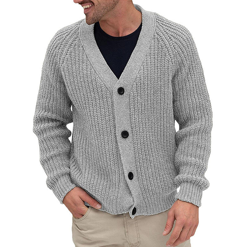Men's Sweatshirt | Chunky Knit Button Cardigan | Mens Clothing
