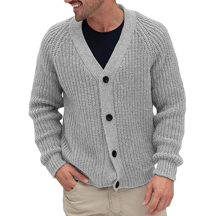Men's Sweatshirt | Chunky Knit Button Cardigan | Mens Clothing