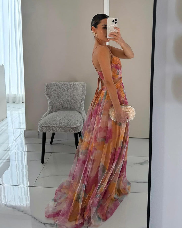 Women's Maxi Dress | Deep V-Neck & Lace | Strapless & High Waist | Summer & Wedding