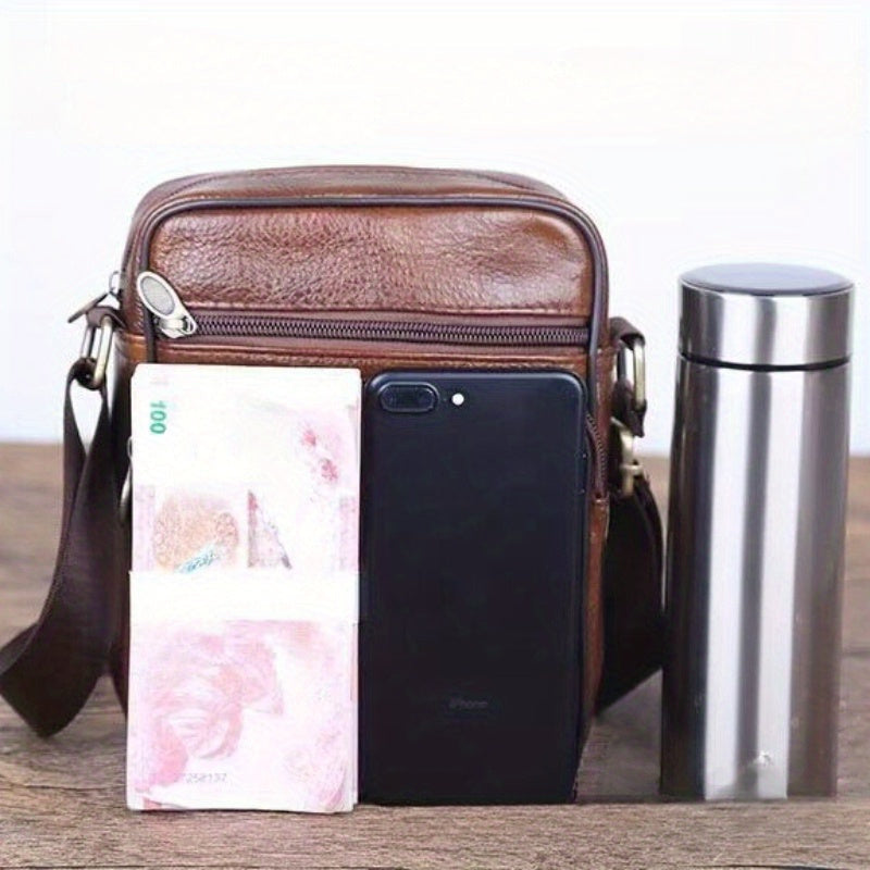 Men’s Crossbody Bag | Premium Leather | Large Capacity & Adjustable Strap | Business Bag
