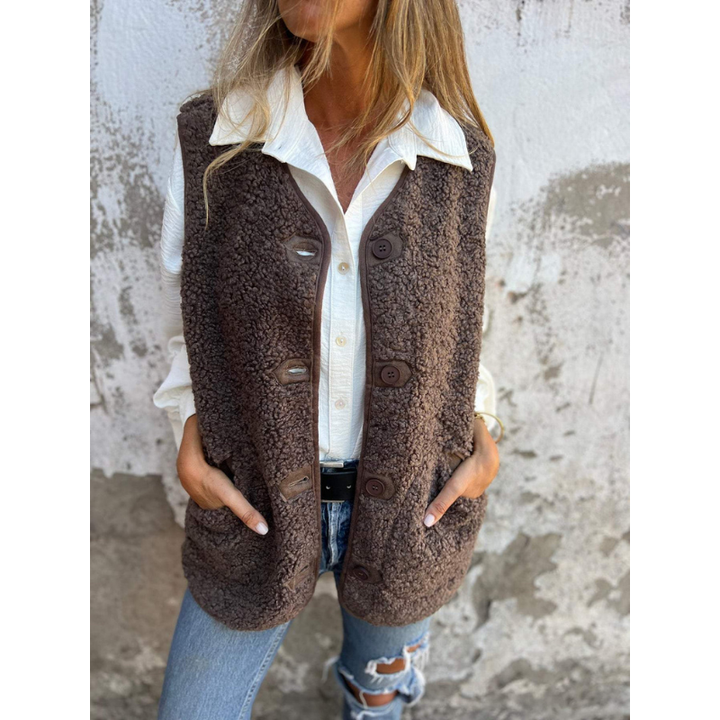 Gilet Womens | Button Front Vest | Winter Style Clothing