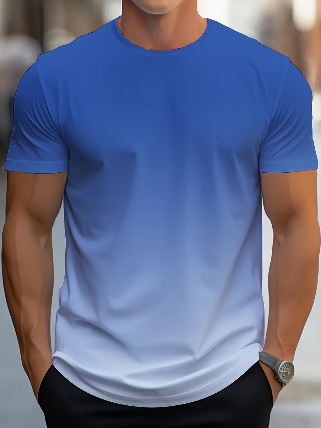 Men's Sports T-Shirt | Ombre Design | Breathable & Stretchy | Summer Casual