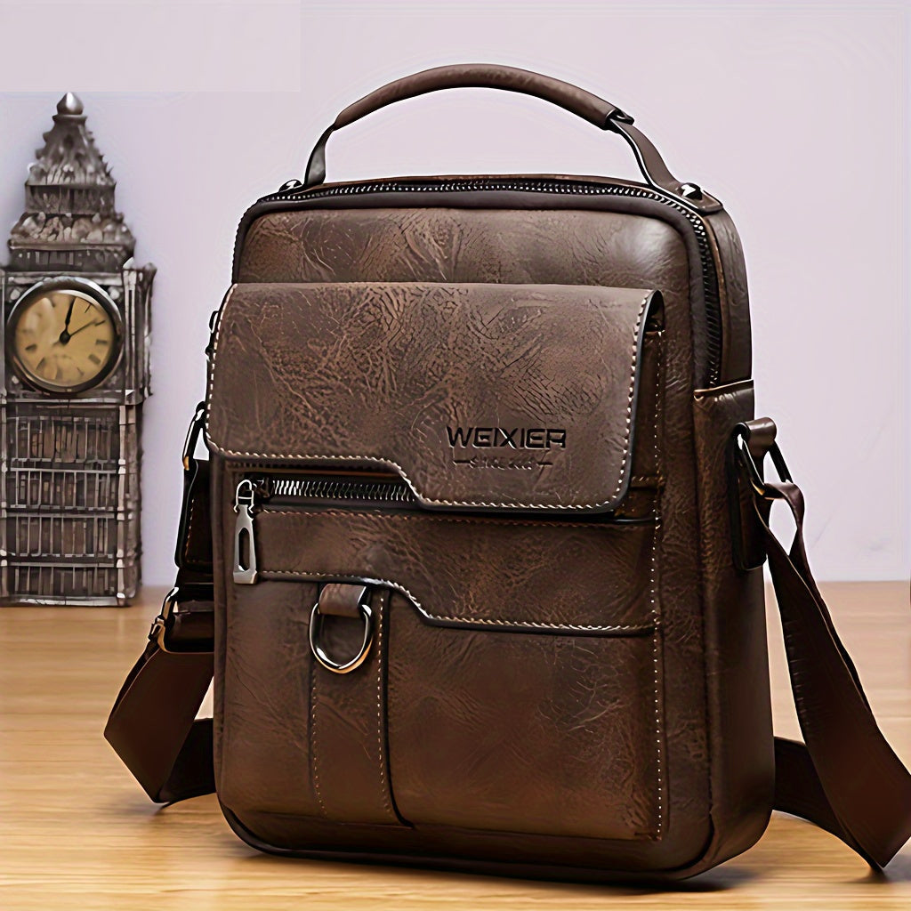 Men’s Shoulder Bag | Vintage Crossbody | Multiple Compartments | Adjustable Strap